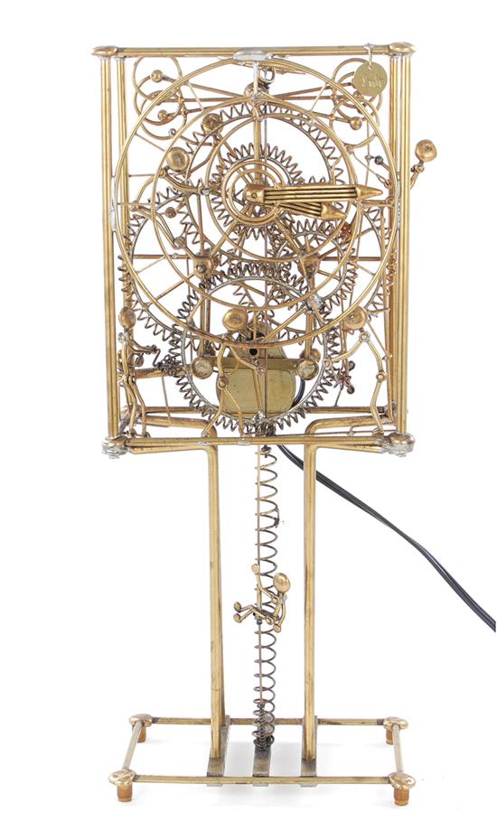 Appraisal: Gordon Bradt Seven-Man kinetic clock Kinetico Studios wirework skeleton design