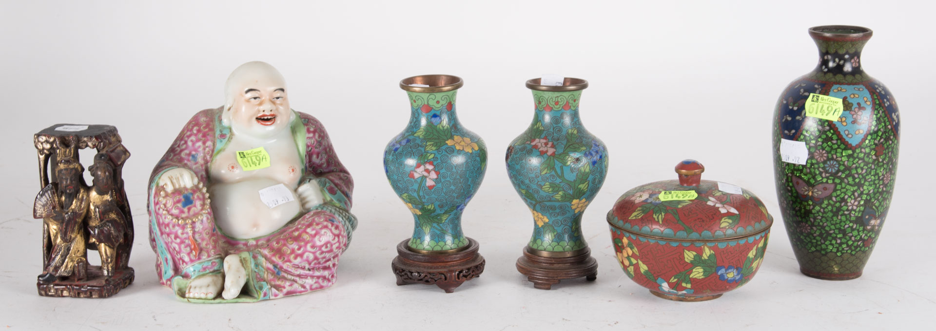 Appraisal: a Assortment of oriental items including cloisonne wood stand and