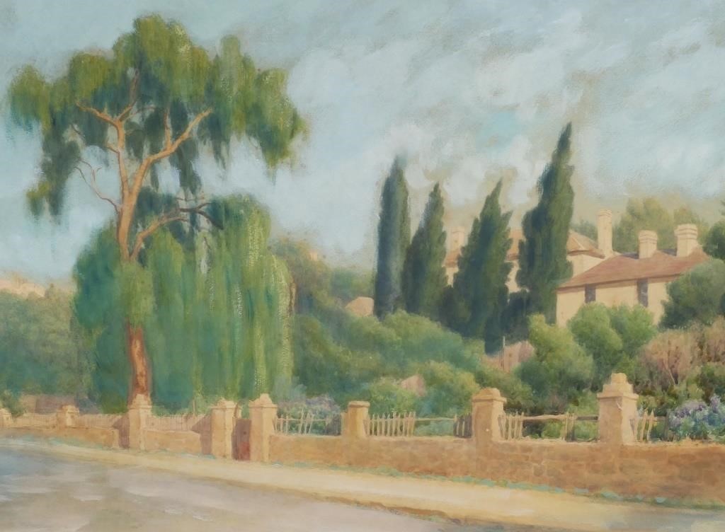 Appraisal: Watercolor painting by John Mather Australian - showing a walled