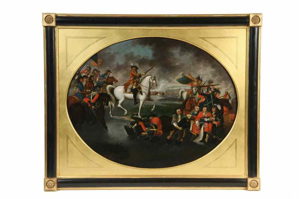 Appraisal: OIL ON TIN - th c Battle Scene Death of