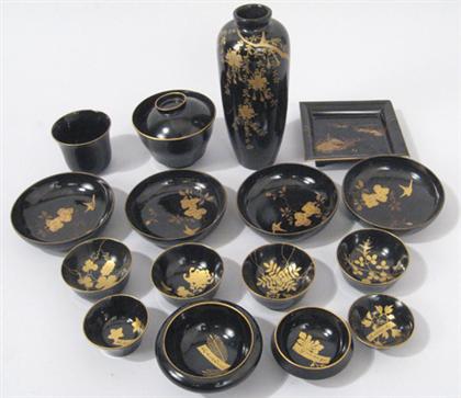 Appraisal: Twenty four Japanese table items mostly lacquer Comprised of a