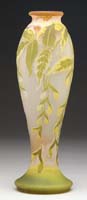 Appraisal: GALLE CAMEO VASE Bright chartreuse and olive colored leaves and