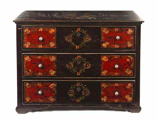 Appraisal: A Northern European Painted Pine Chest of Drawers the rectangular