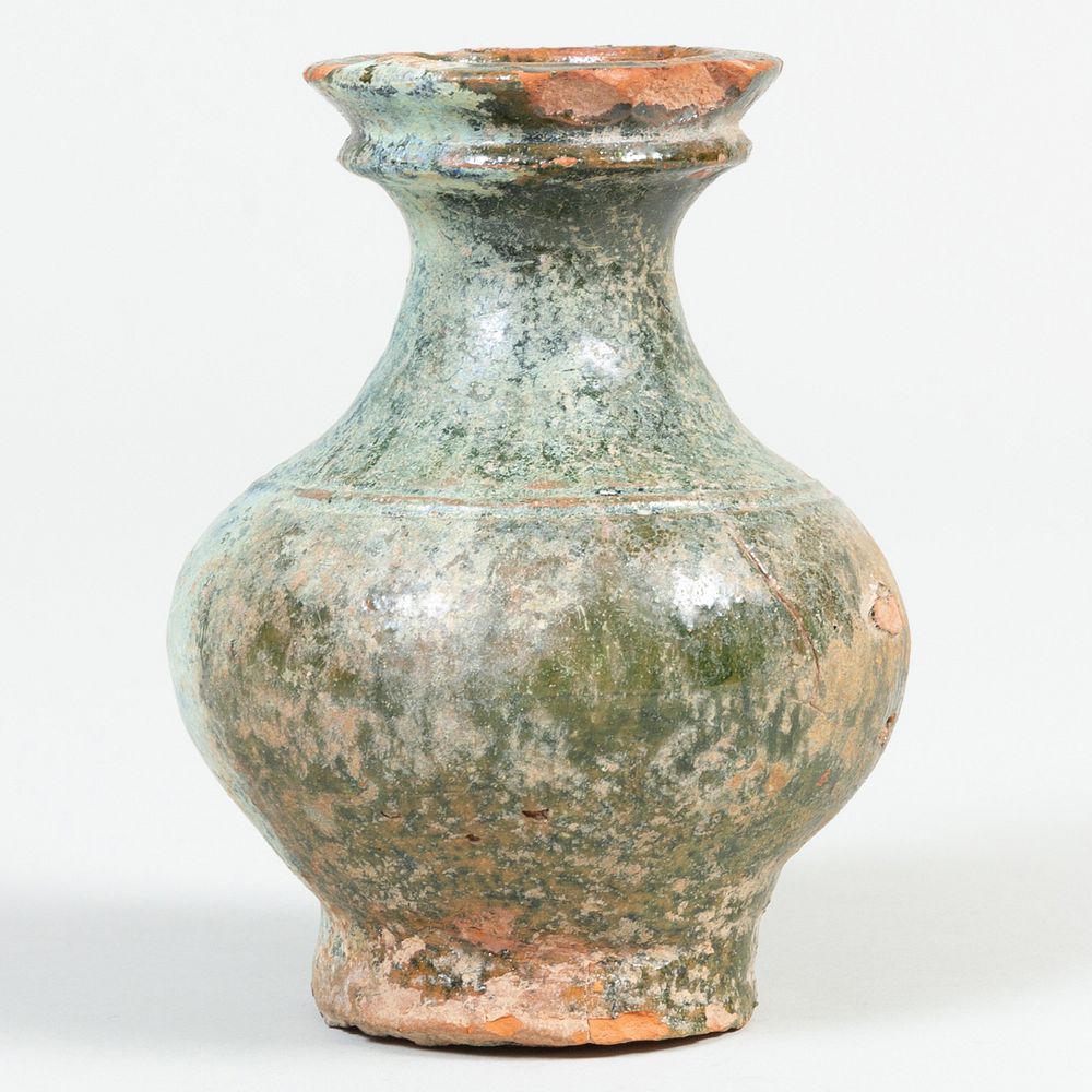 Appraisal: Chinese Green Glazed Pottery Jar Probably Han Dynasty in high