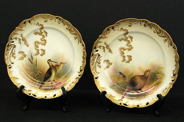 Appraisal: Twelve George Jones bone china game plates late th century