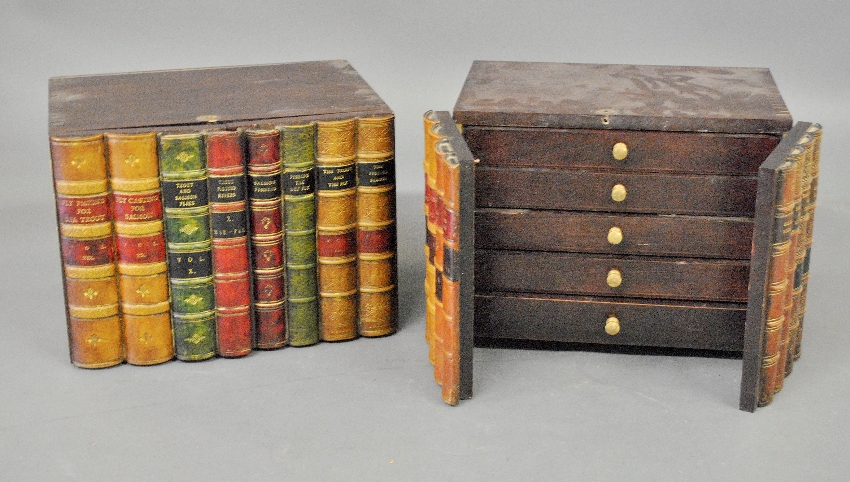 Appraisal: - Two mahogany storage boxes th c with faux leather