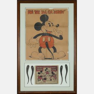 Appraisal: A Framed Mickey Mouse 'Pin the Tail on the Mouse'