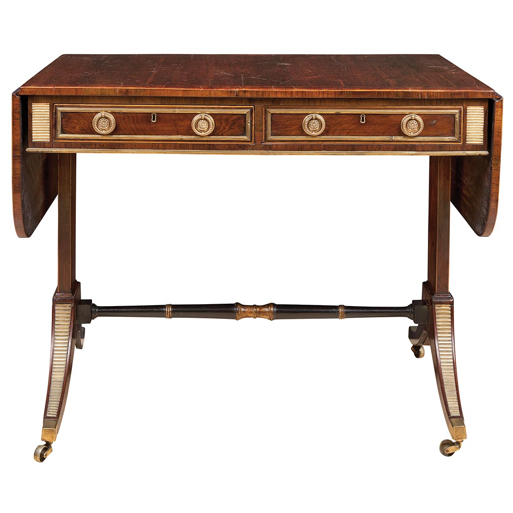 Appraisal: Regency Brass Mounted Rosewood and Part Ebonized Sofa Table In