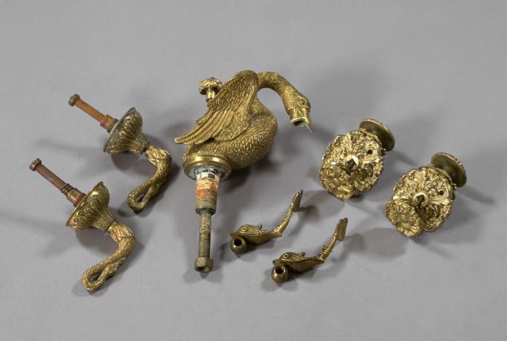 Appraisal: Seven-Piece Group of Brass Items consisting of a good pair