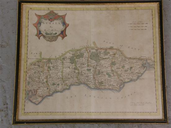 Appraisal: Robert Morden map of Sussex late th century with hand-coloured