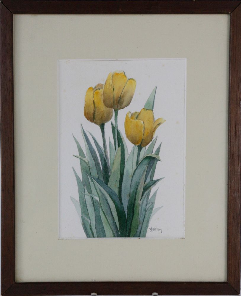 Appraisal: Roy Bailey Nantucket Miniature Watercolor Yellow Tulips Roy Bailey American