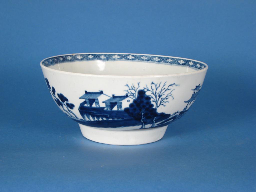 Appraisal: An early Worcester blue and white Bowl painted The Precipice