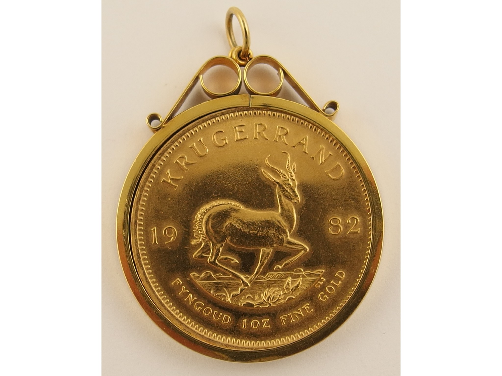 Appraisal: A oz fine gold Krugerrand in a ct pendant mount