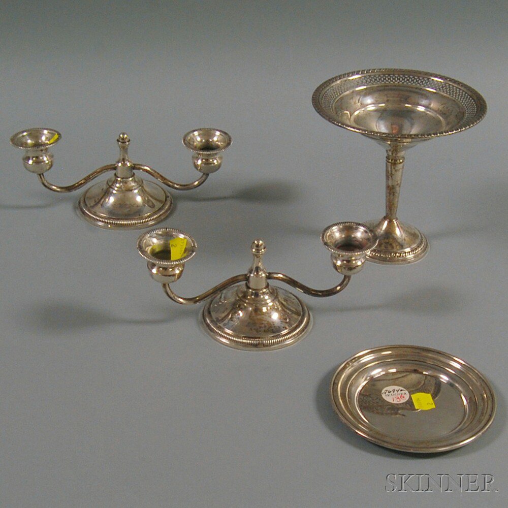 Appraisal: Four Pieces of Mostly Weighted Sterling Silver Tableware a Crown