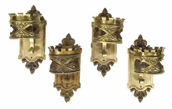 Appraisal: A Set of Four Neoclassical Gilt Brass Sconces each having