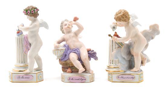 Appraisal: Three Meissen Porcelain Figures including a pair and a single