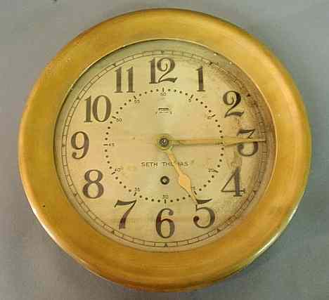 Appraisal: Seth Thomas brass ship's clock with threaded face dia x