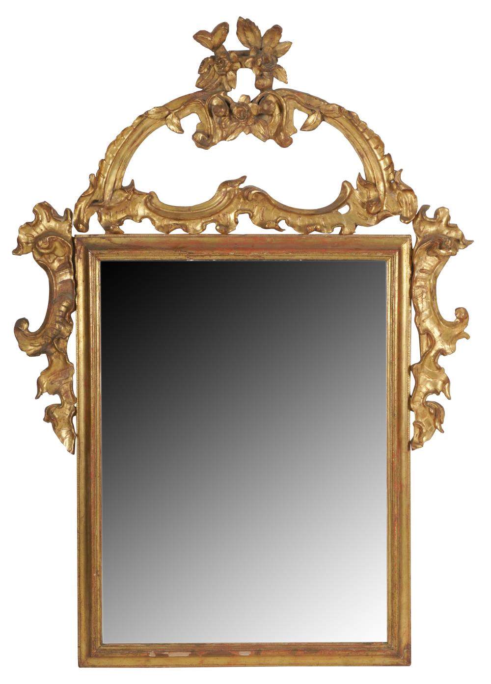 Appraisal: ROCOCO-STYLE CARVED GILTWOOD WALL MIRRORassembled from antique and newer elements