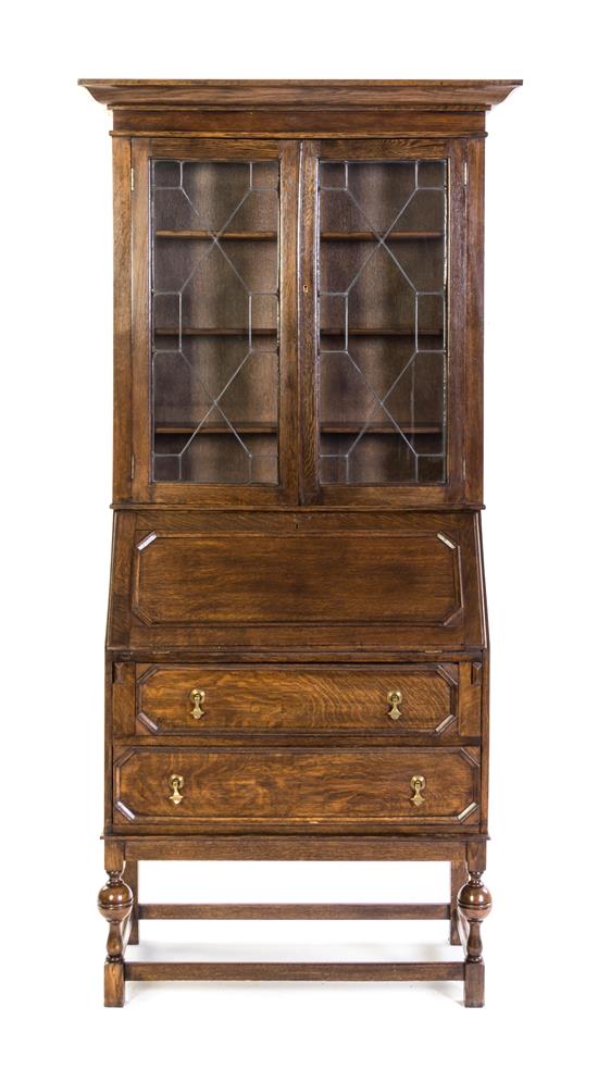 Appraisal: Sale Lot An English Oak Secretary Bookcase on Stand th