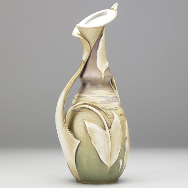 Appraisal: RIESSNER STELLMACHER KESSELAmphora porcelain cala lily vaseVery minor glaze flake