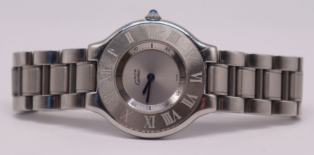 Appraisal: JEWELRY Must de Cartier Stainless Watch Must de Cartier stainless