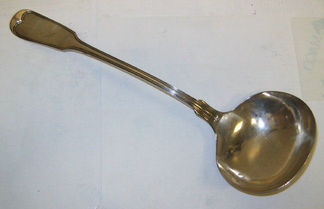 Appraisal: ANTIQUE AMERICAN SILVER SOUP LADLE Fiddle and Thread pattern probably