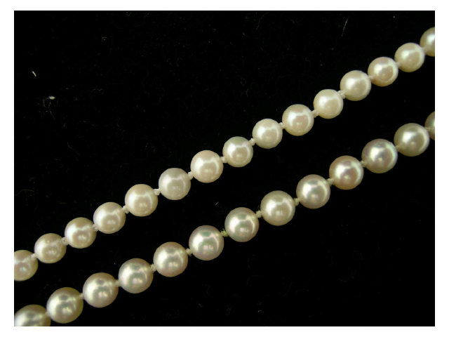 Appraisal: K white gold pearl necklace and bracelet necklace containing sixty-four