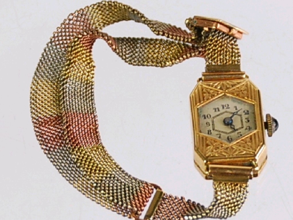 Appraisal: LADIES CIRCULAR 's ct GOLD CASED WRIST WATCH oblong with