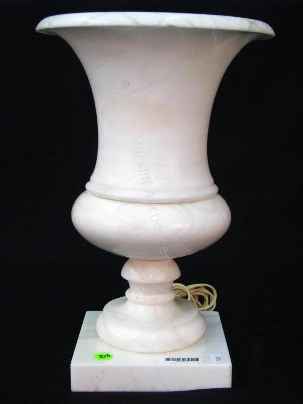 Appraisal: Glass and Marble Urn Lamp marble finish white glass body