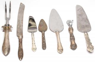 Appraisal: American Silver Consisting of four pastry servers a carving set