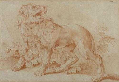 Appraisal: FRENCH SCHOOL TH CENTURY Roaring lion Red chalk partly with