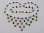 Appraisal: A yellow metal tests carat gold sapphire fringe necklace approx