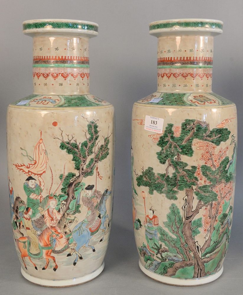 Appraisal: Pair of Chinese Famille verte Wucai porcelain vases painted with