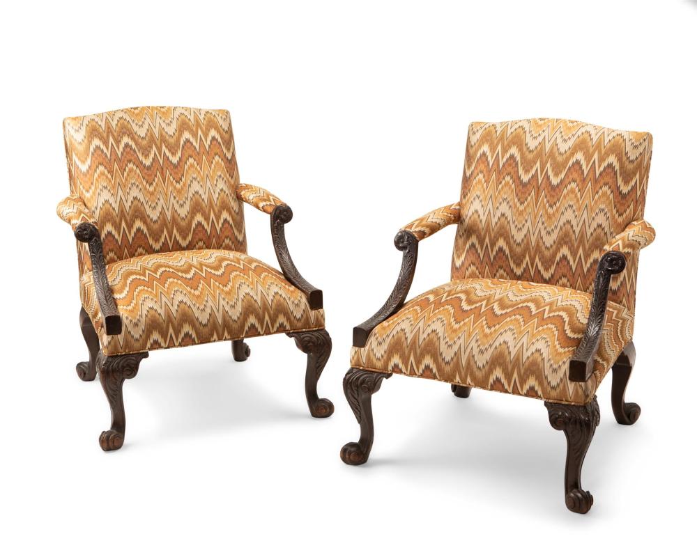 Appraisal: A pair of English George III library armchairs Second Half