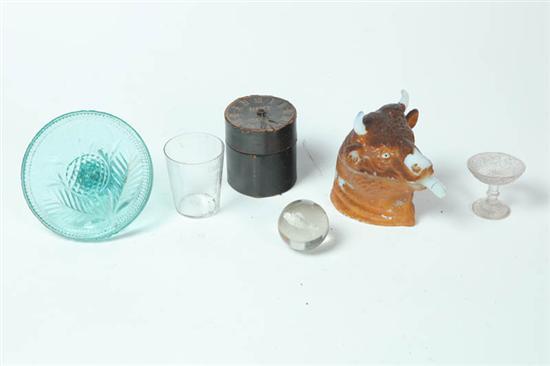 Appraisal: FIVE GLASS ITEMS American mid th-early th century Pittsburgh aqua