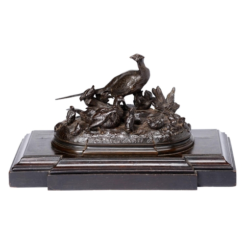 Appraisal: A French bronze animalier sculpture of a family of pheasants