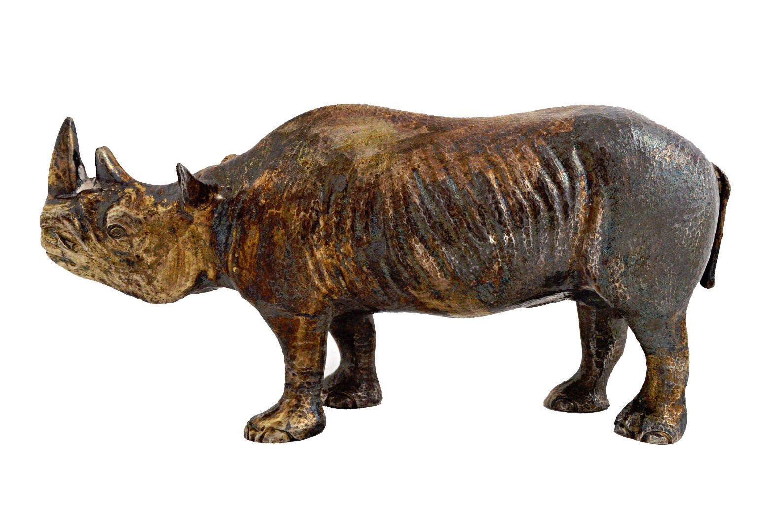 Appraisal: A silver model of a standing rhinoceros London length cm