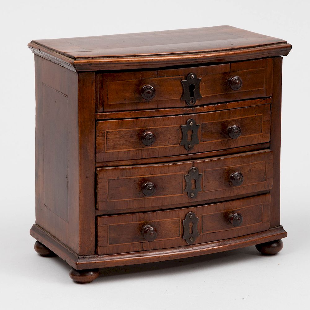 Appraisal: George I Miniature Inlaid Walnut Chest of Drawers x x