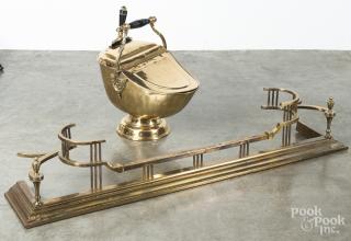 Appraisal: Brass coal scuttle '' h together with a fire fender