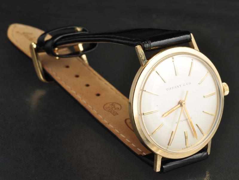 Appraisal: K Y Gold Tiffany Men's Watch Description With leather band