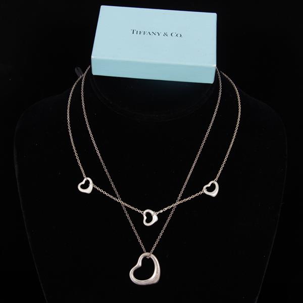 Appraisal: Tiffany Co TWO Sterling Silver Heart Necklaces including Elsa Peretti