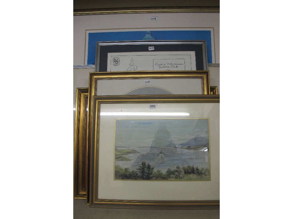 Appraisal: Six assorted pictures including a watercolour and still life etc