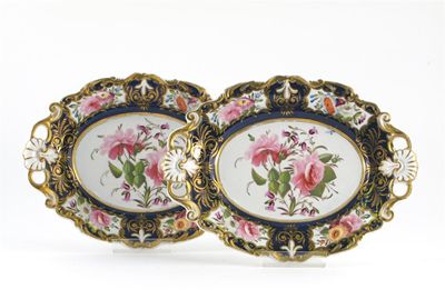 Appraisal: An English porcelain part dessert service brightly painted with colourful