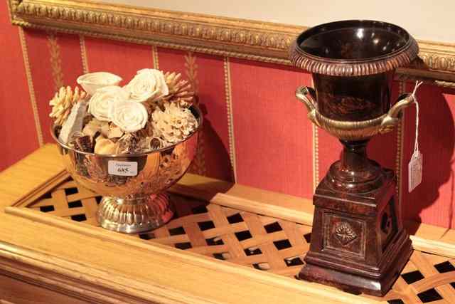 Appraisal: A SILVER PLATED ROSE BOWL diameter together with a patinated