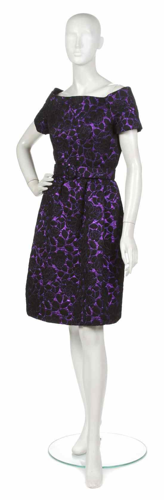 Appraisal: A Scaasi Purple and Black Brocade Cocktail Ensemble in a