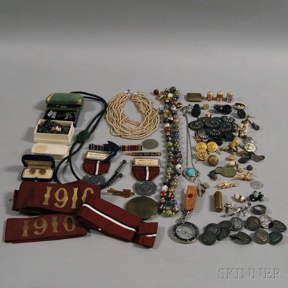 Appraisal: Assorted Group of Costume Jewelry Buttons Cuff Links Thimbles and