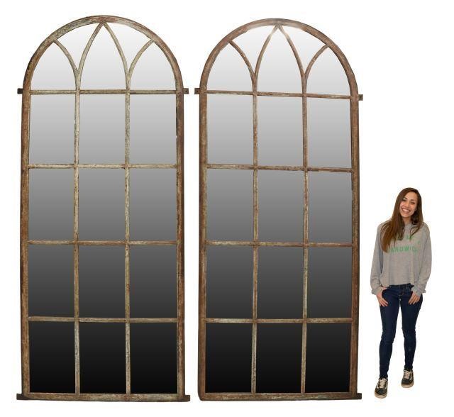 Appraisal: pair Large French Gothic Revival architectural windows now fashioned as