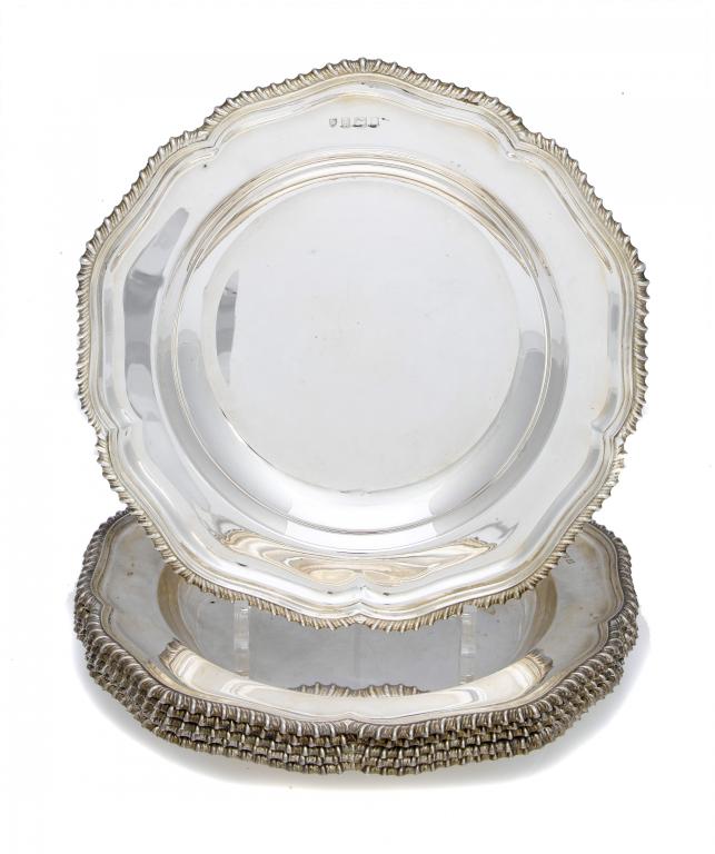 Appraisal: A SET OF SIX ELIZABETH II SOUP PLATES with shaped