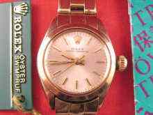 Appraisal: A boxed carat gold lady's Rolex Oyster Perpetual wristwatch on