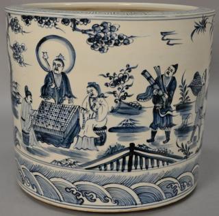 Appraisal: Chinese porcelain planter Ming pattern ht in dia in Chinese